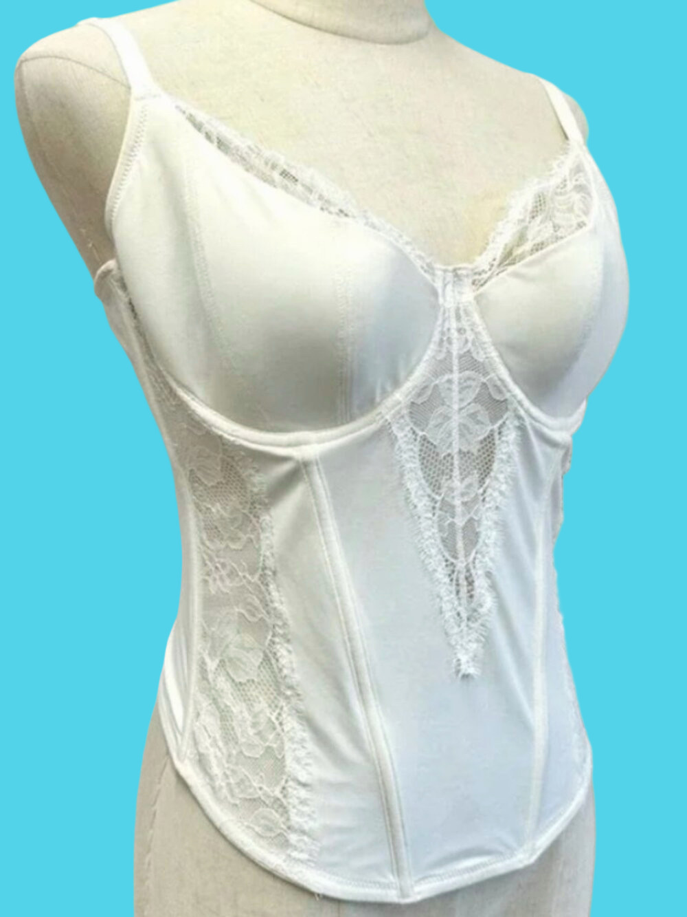 Modern Movement White Lace Detail Longline Bustier
